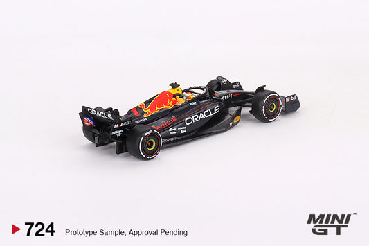 (Pre-order) MiniGT Oracle Red Bull Racing RB19 #1 Max Verstappen F1 2023 Bahrain GP Winner #724
