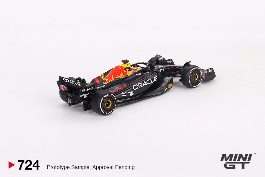 (Pre-order) MiniGT Oracle Red Bull Racing RB19 #1 Max Verstappen F1 2023 Bahrain GP Winner #724