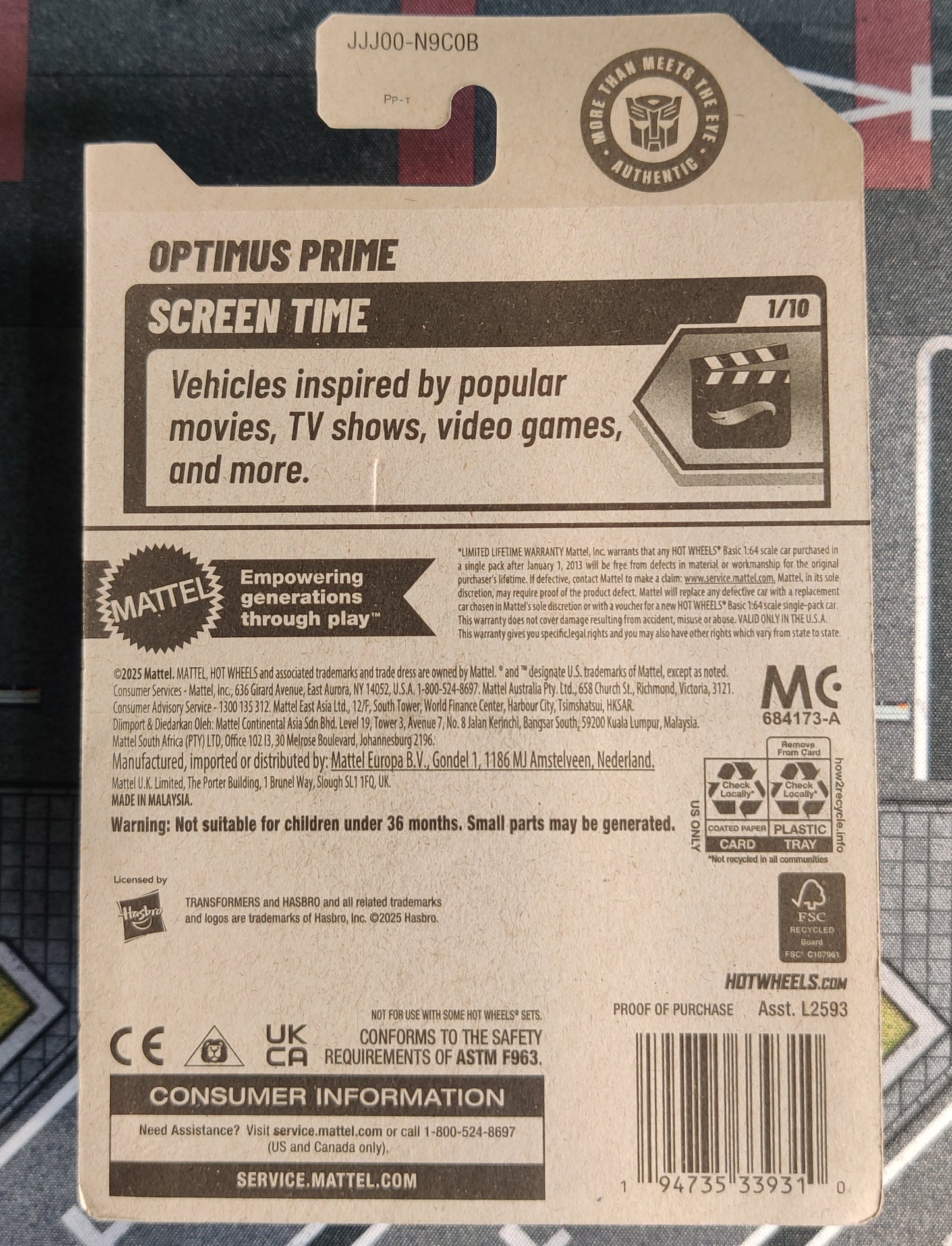 Optimus Prime Transformers #27 Mainline 2026 Hot Wheels Case B