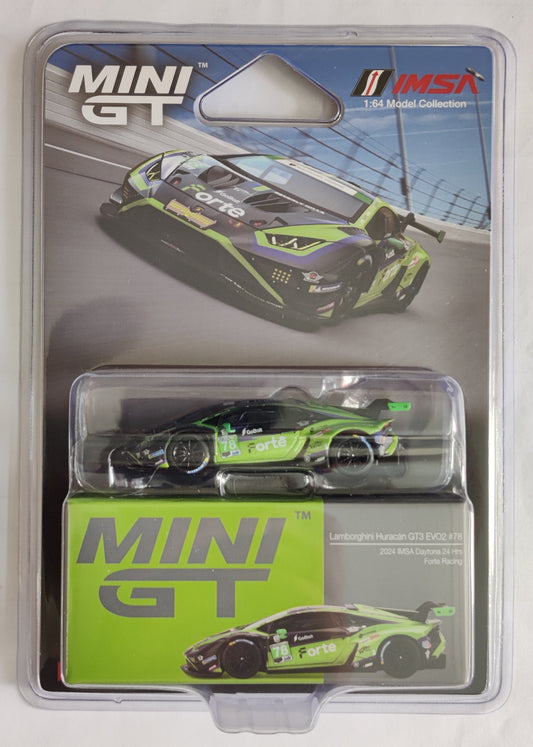 Mini GT Mijo Exclusive Lamborghini Huracán GT3 EVO2 #78 Forte Racing 2024 IMSA Daytona 24 Hrs #1062 1:64 scla all india delivery