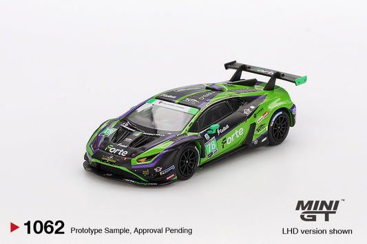 Mini GT Mijo Exclusive Lamborghini Huracán GT3 EVO2 #78 Forte Racing 2024 IMSA Daytona 24 Hrs #1062